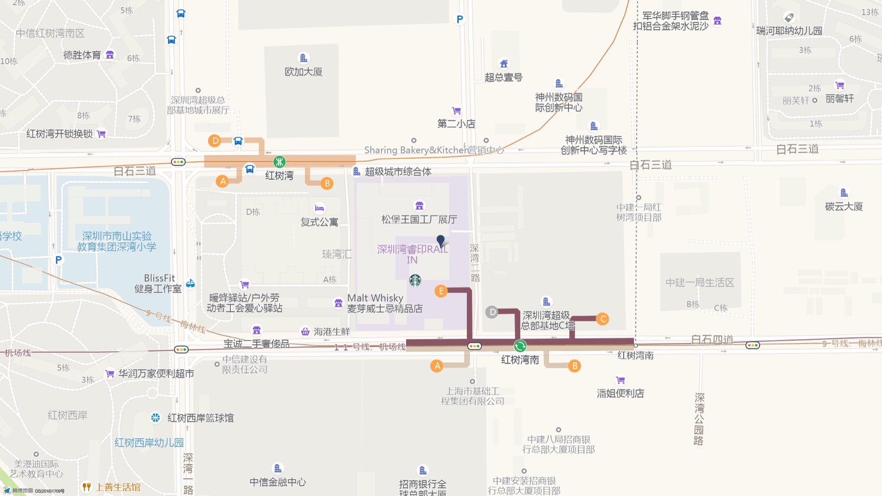 深湾汇云中心周边交通位置图