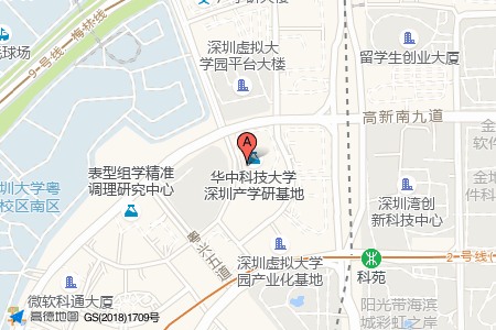 深圳华中科技大学研究院周边交通位置图