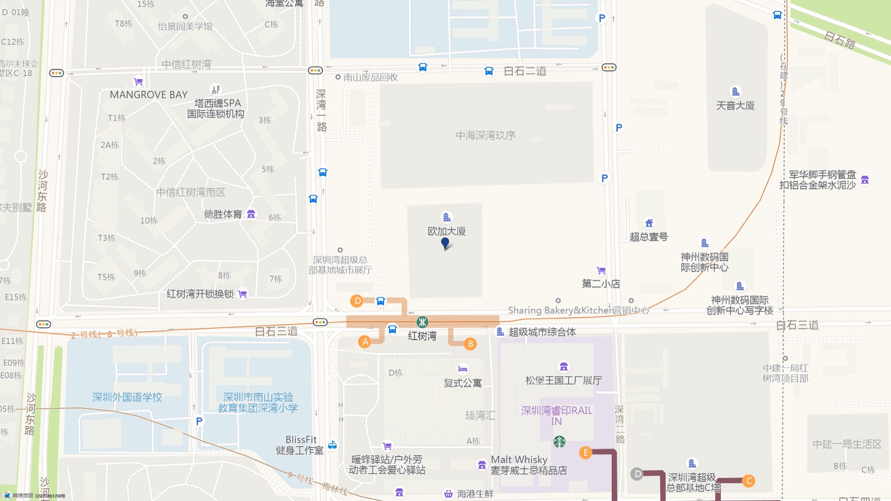 深圳欧加大厦周边交通位置图