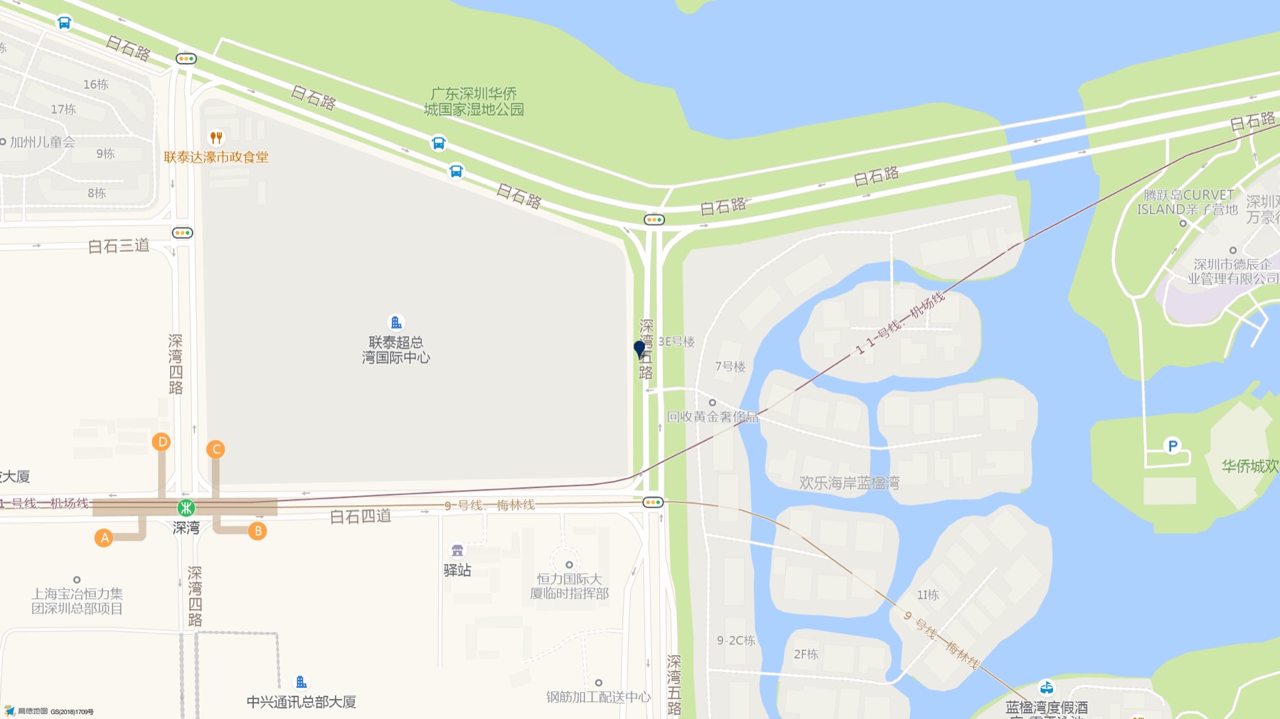 深圳湾滨海商务中心周边交通位置图