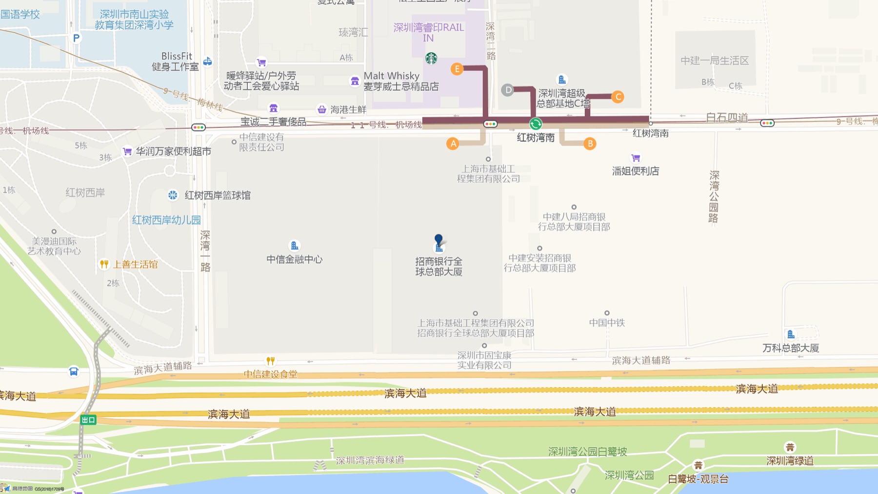 招商银行全球总部大厦周边交通位置图