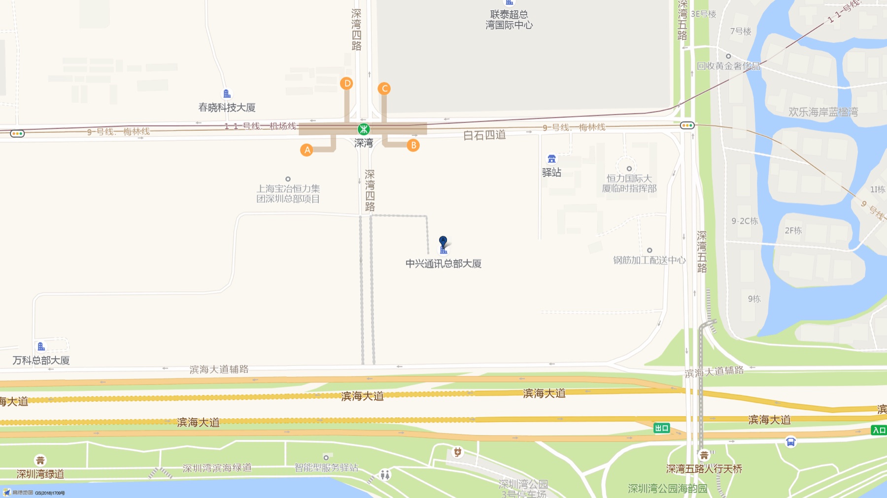 中兴通讯总部大厦周边交通位置图