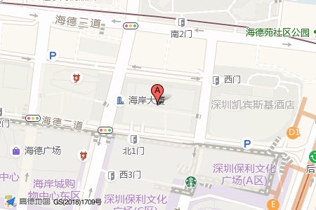 海岸城大厦周边交通位置图