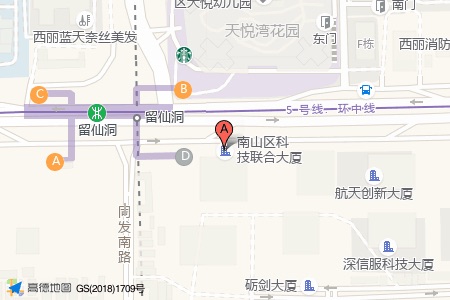 南山科技联合大厦周边交通位置图